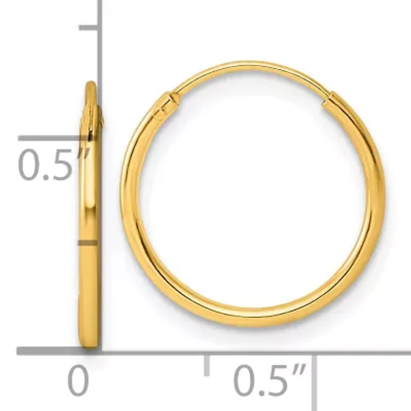 Sterling Silver Gold-tone 1.3mm Polished Endless Hoop Earrings