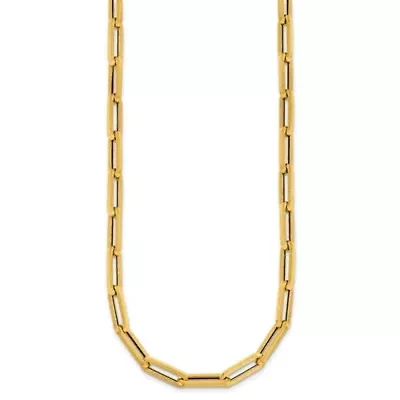 14K Yellow Gold Polished and Textured Paperclip 18.25-inch Necklace