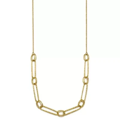14K Yellow Gold Polished Diamond Cut Fancy Link 24-inch Necklace