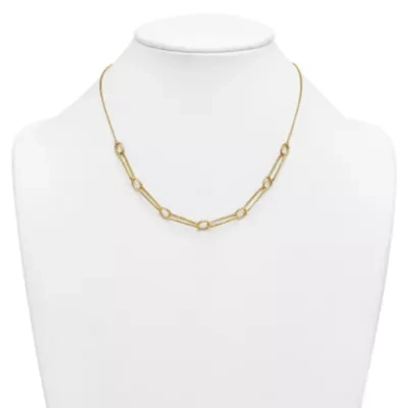 14K Yellow Gold Polished Diamond Cut Fancy Link 24-inch Necklace