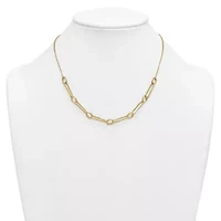 14K Yellow Gold Polished Diamond Cut Fancy Link 24-inch Necklace