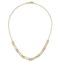14K Yellow Gold Polished Diamond Cut Fancy Link 24-inch Necklace