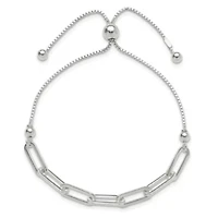 Sterling Silver Gold-tone Polished Paperclip Link Adjustable Bracelet
