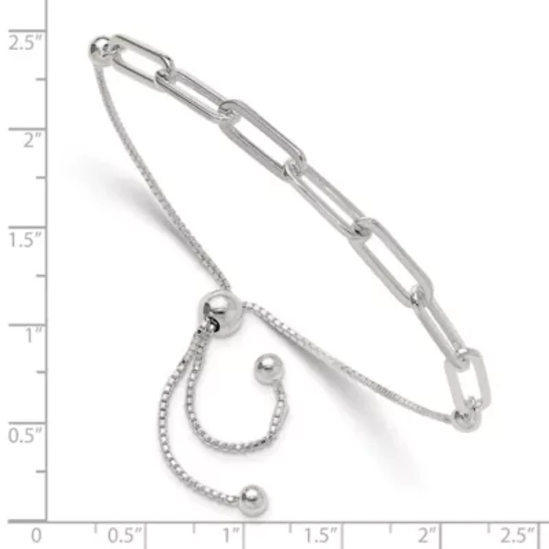 Sterling Silver Gold-tone Polished Paperclip Link Adjustable Bracelet