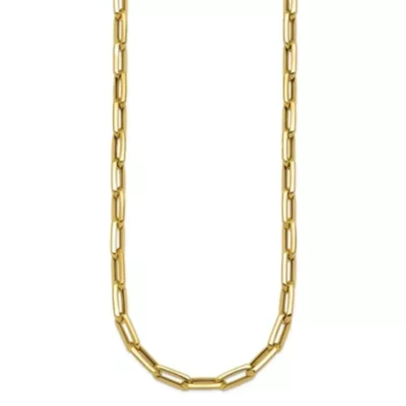 14K Yellow Gold Polished Knife-edge Oval Link 18-inch Necklace