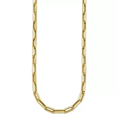 14K Yellow Gold Polished Knife-edge Oval Link 18-inch Necklace