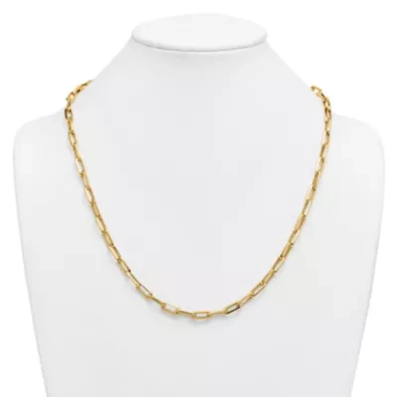 14K Yellow Gold Polished Knife-edge Oval Link 18-inch Necklace