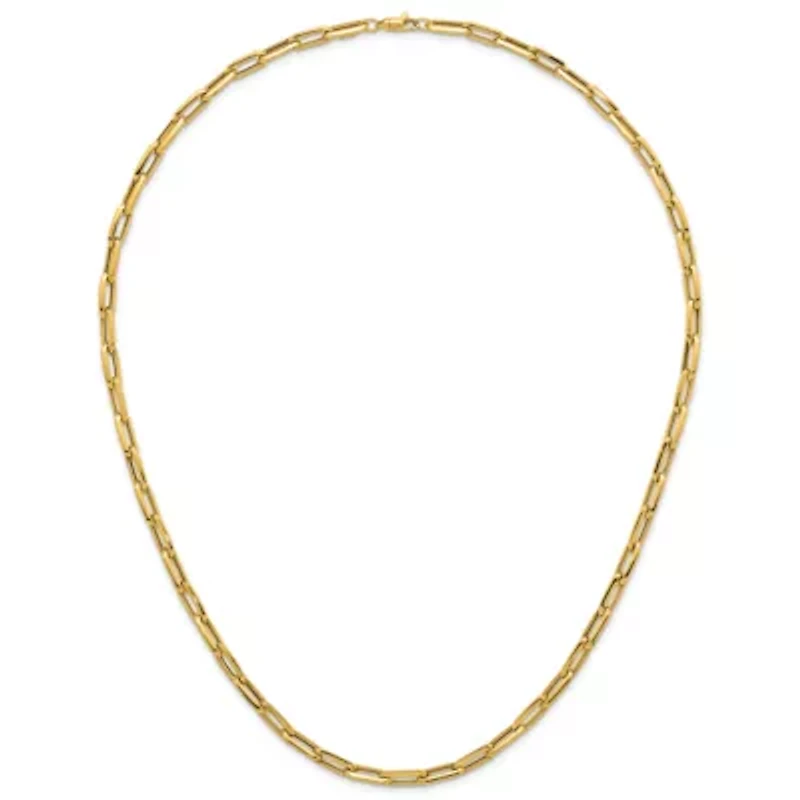 14K Yellow Gold Polished Knife-edge Oval Link 18-inch Necklace