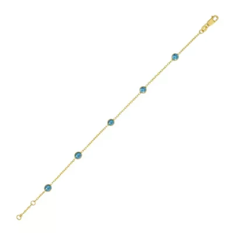 14K Amethyst Bracelet on  Ext Cable Chain w/ Lobster Clasp