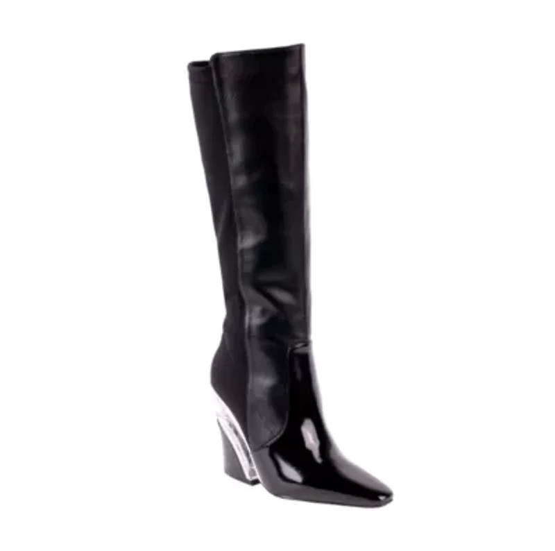 Villa, Tall Lucite Square Toe Elastic & Nappa Boot