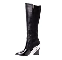 Villa, Tall Lucite Square Toe Elastic & Nappa Boot