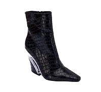 Via, Short Pointed Toe Croco Bootie
