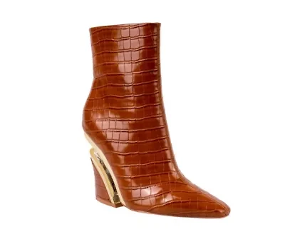 Via, Short Pointed Toe Croco Bootie