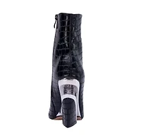 Via, Short Pointed Toe Croco Bootie