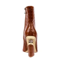 Via, Short Pointed Toe Croco Bootie
