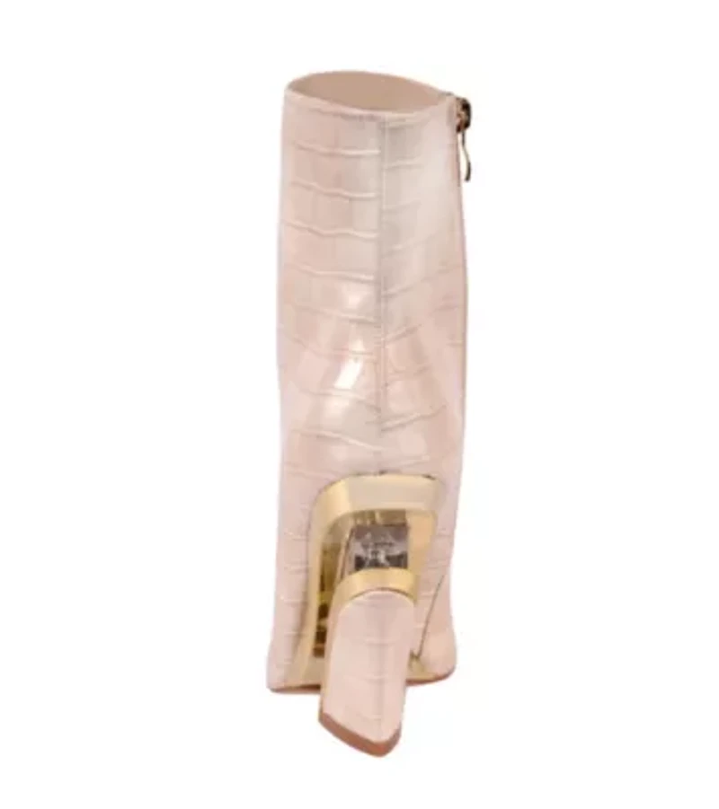 Via, Short Pointed Toe Croco Bootie