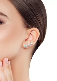 Sterling Silver Pearl Stud Earring 3 Pair Set