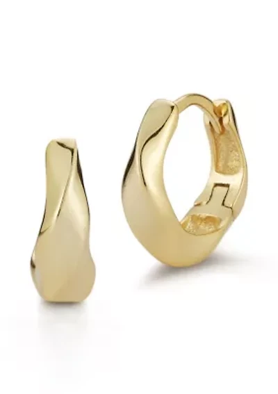 Sterling Silver Wave Huggie Hoop Earrings