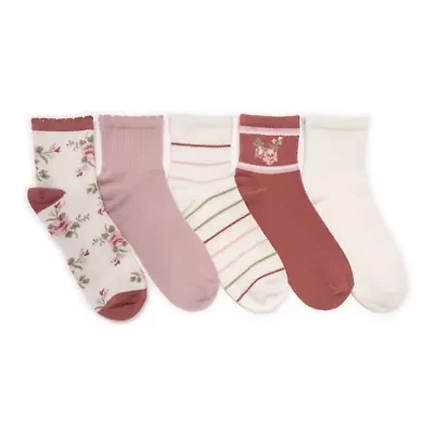 Women's 5 Pk Quarter Crew Novelty Socks