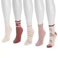 Women's 5 Pk Quarter Crew Novelty Socks