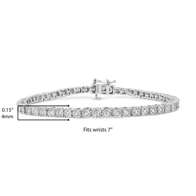 925 Sterling Silver 1.0 Cttw Diamond Tennis Bracelet