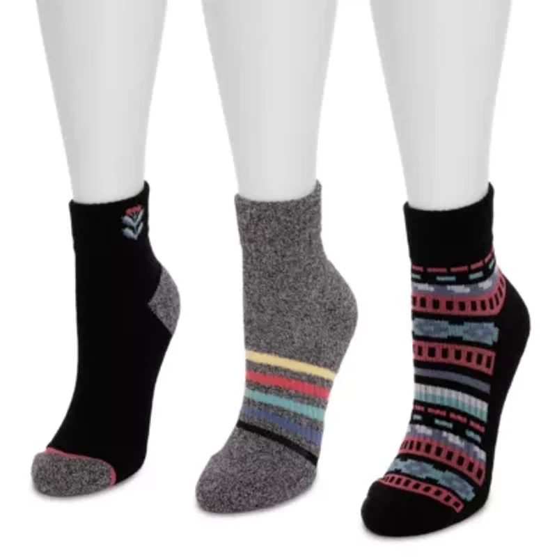 3 Pair Pack Quarter Crew Cotton Compression Sock
