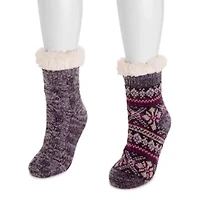 Chenille Eyelash Mix Cabin Socks (2 Pair Pack)
