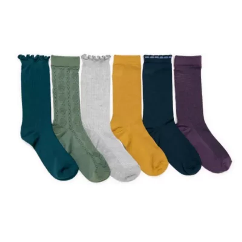 6 Pack Whisper Soft Crew Socks 8 Inch