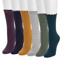 6 Pack Whisper Soft Crew Socks 8 Inch