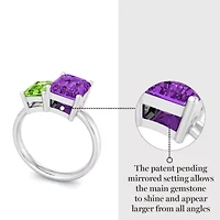 Lab Created Martha Stewart 3 1/4 Carat Peridot and Amethyst Two Stone Ring Sterling Silver