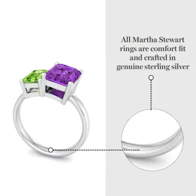 Lab Created Martha Stewart 3 1/4 Carat Peridot and Amethyst Two Stone Ring Sterling Silver