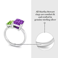 Lab Created Martha Stewart 3 1/4 Carat Peridot and Amethyst Two Stone Ring Sterling Silver