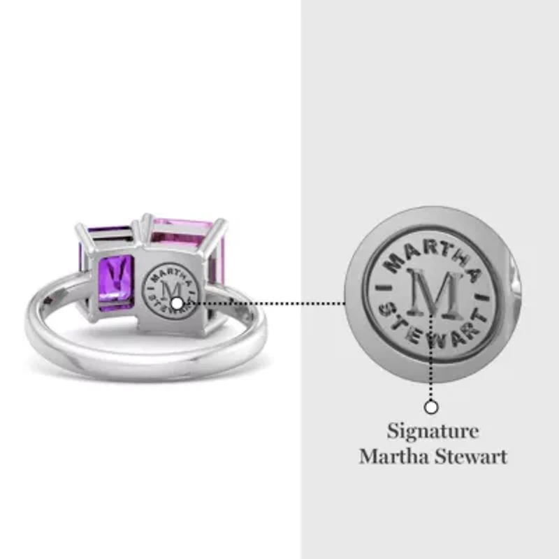 Lab Created Martha Stewart 3 1/4 Carat Amethyst and Pink Sapphire Two Stone Ring Sterling Silver