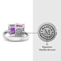 Lab Created Martha Stewart 3 1/4 Carat Amethyst and Pink Sapphire Two Stone Ring Sterling Silver