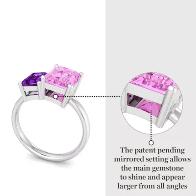 Lab Created Martha Stewart 3 1/4 Carat Amethyst and Pink Sapphire Two Stone Ring Sterling Silver