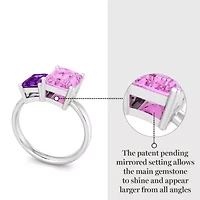 Lab Created Martha Stewart 3 1/4 Carat Amethyst and Pink Sapphire Two Stone Ring Sterling Silver