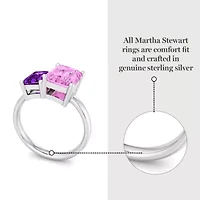 Lab Created Martha Stewart 3 1/4 Carat Amethyst and Pink Sapphire Two Stone Ring Sterling Silver