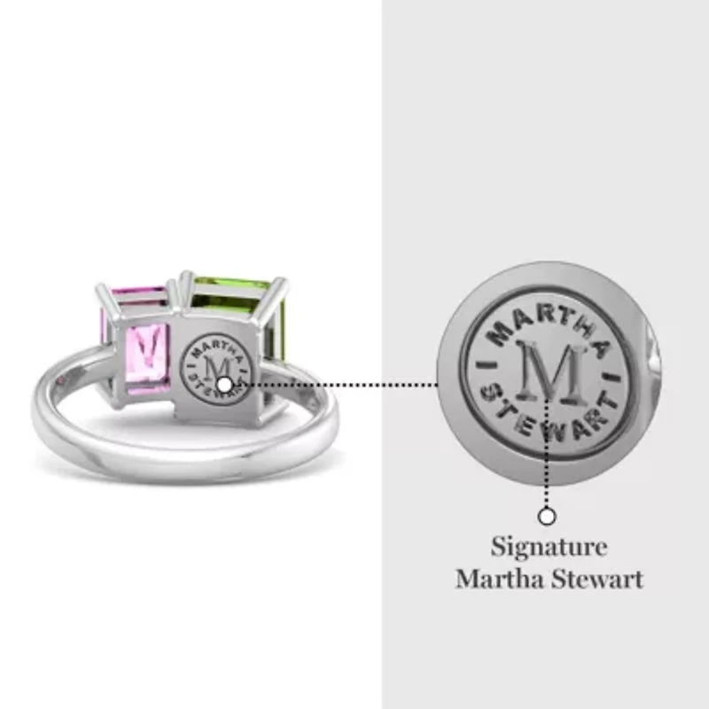 Lab Created Martha Stewart 3 1/4 Carat Pink Sapphire and Peridot Two Stone Ring Sterling Silver