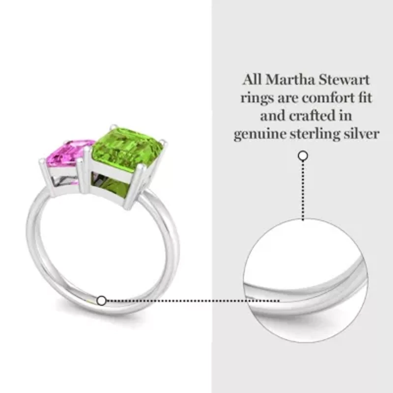Lab Created Martha Stewart 3 1/4 Carat Pink Sapphire and Peridot Two Stone Ring Sterling Silver