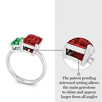 Lab Created Martha Stewart 3 1/4 Carat Emerald and Ruby Two Stone Ring Sterling Silver