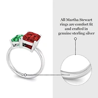 Lab Created Martha Stewart 3 1/4 Carat Emerald and Ruby Two Stone Ring Sterling Silver