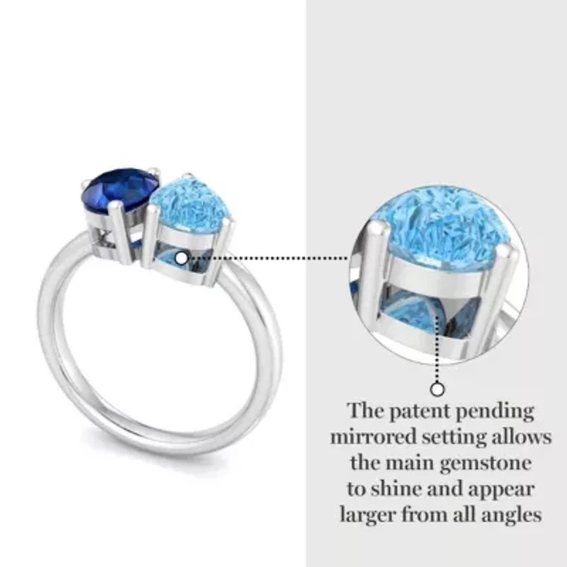 Lab Created Martha Stewart 2 Carat Sapphire and Blue Topaz Two Stone Ring Sterling Silver