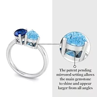 Lab Created Martha Stewart 2 Carat Sapphire and Blue Topaz Two Stone Ring Sterling Silver