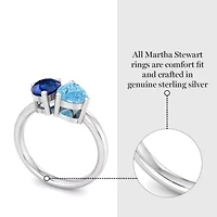 Lab Created Martha Stewart 2 Carat Sapphire and Blue Topaz Two Stone Ring Sterling Silver