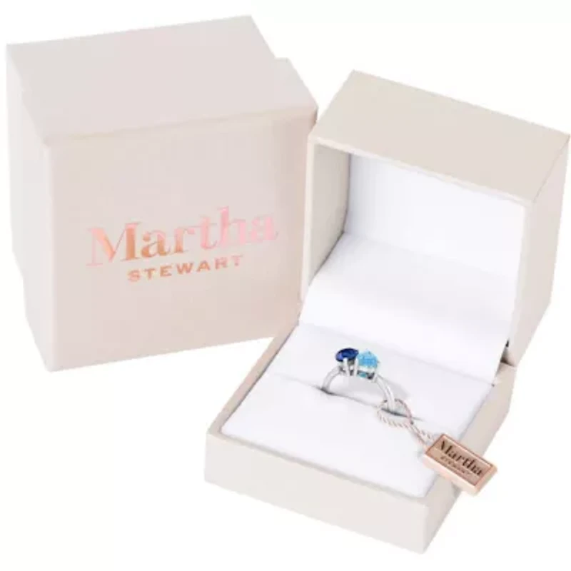 Lab Created Martha Stewart 2 Carat Sapphire and Blue Topaz Two Stone Ring Sterling Silver