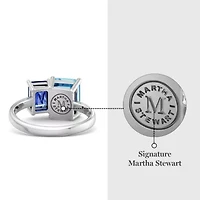 Lab Created Martha Stewart 3 1/4 Carat Sapphire and Blue Topaz Two Stone Ring Sterling Silver