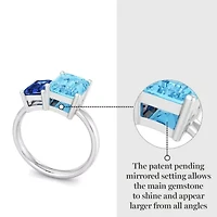 Lab Created Martha Stewart 3 1/4 Carat Sapphire and Blue Topaz Two Stone Ring Sterling Silver