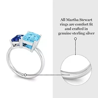 Lab Created Martha Stewart 3 1/4 Carat Sapphire and Blue Topaz Two Stone Ring Sterling Silver