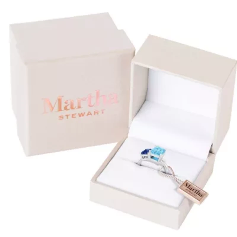 Lab Created Martha Stewart 3 1/4 Carat Sapphire and Blue Topaz Two Stone Ring Sterling Silver