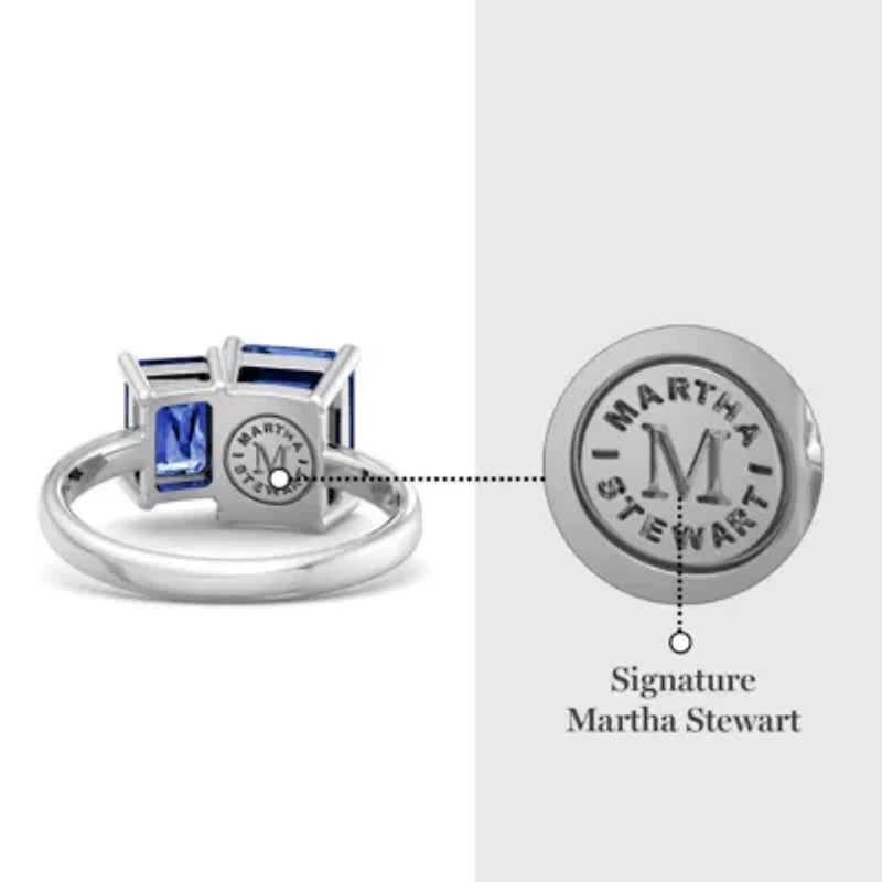 Lab Created Martha Stewart 3 1/4 Carat Sapphire Two Stone Ring Sterling Silver